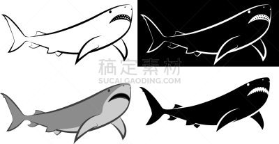 鲨鱼,分离着色,轮廓,图像,蓝鲨,灰角鲨,海洋,大白鲨,品牌名称,捕猎行为