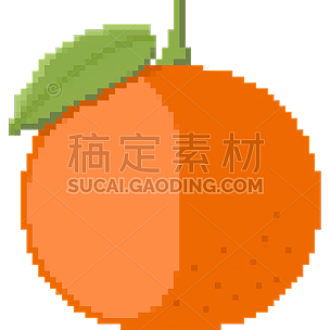 像素风水果主题插画-橙子