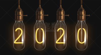 热,2020,灯丝,电灯泡,室内,数字,活力,暗色,波兰,背景分离
