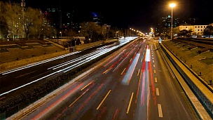 延时摄影-北京城市公路夜间交通