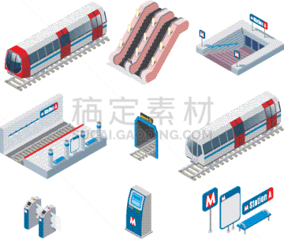 巴黎地铁,顺序,图像,矢量,湍急的,隧道,电动扶梯,收集,服务,运输
