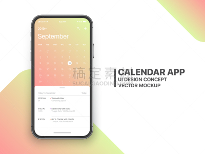 概念,移动应用程序,日历,九月,商务,经理,检查表,计划书,月,联系