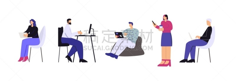 现代,矢量,设备用品,绘画插图,平坦的,职业,数字化显示,面无表情,人类居住地,技术