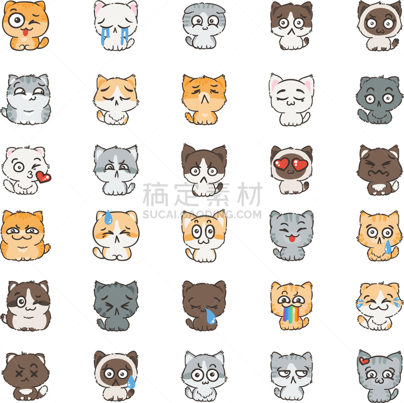 可爱的,猫,狗,个性,动画片,宠物,图像,哺乳纲,收集,爱