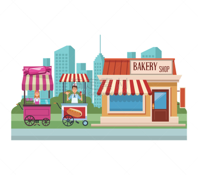 食品,商店,货亭,商务,餐馆,窗户,购物中心,建筑,都市风景,动画片
