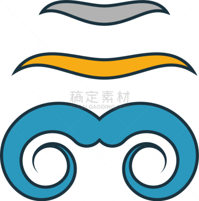 小胡子,漩涡形,计算机图标,轮廓,塞满了的,分离着色,卷着的,人,下移,设计