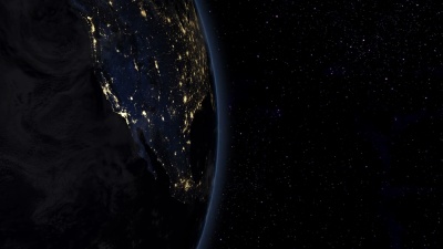 北美洲日出的卫星视图