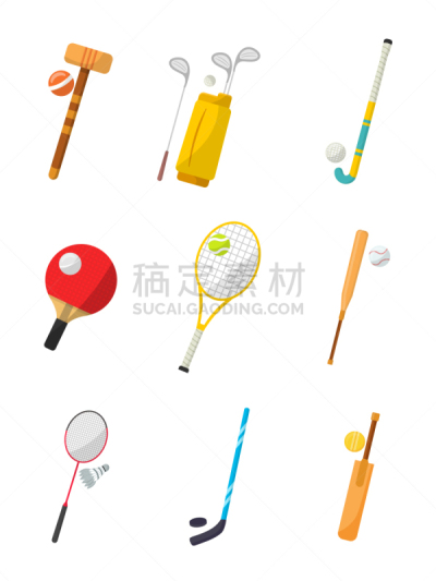 矢量,绘画插图,体育器械,休闲游戏,槌球戏,运动,球,检查表,背景分离,标签
