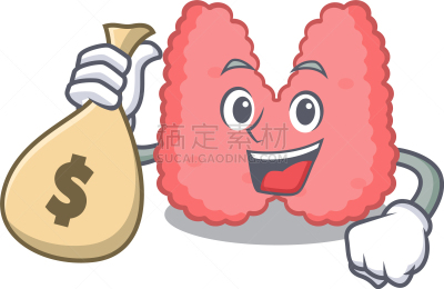 钱袋,性格,甲状腺,卡通,时尚,生物学,可爱的,健康保健