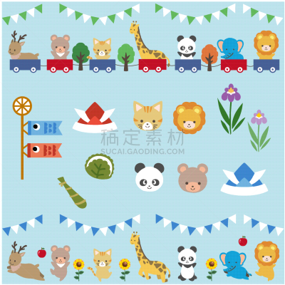 儿童节,动物,可爱的,绘画插图,事件,日本点心,儿童,鲤鱼旗,男孩,白色背景