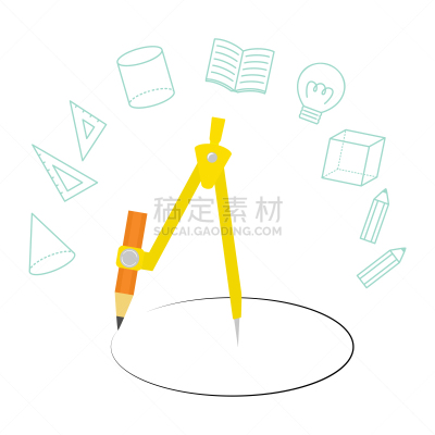 绘画插图,办公用品,简单,小学,灵感,铅笔,三角板,尺,想法,学校用品