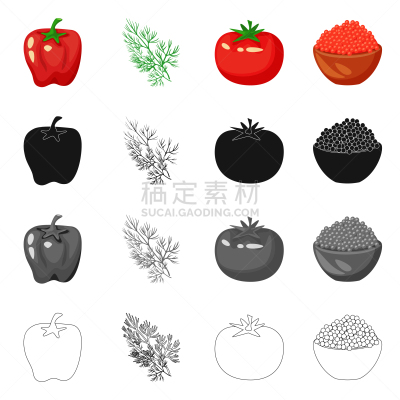 商品,图标集,红色,清新,生物学,环境,农业,尝,收集,瘦身