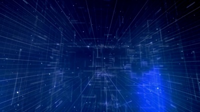 穿越蓝色数字摘要的飞行