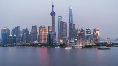 T/L TU上海市中心，日夜过渡/中国上海