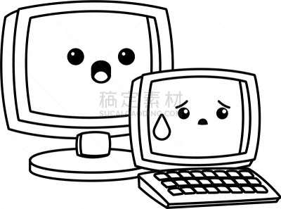 计算机,可爱,笔记本电脑,黑色,卡通,可爱的,清新,图像,性格,收集
