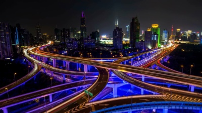  -延时摄影-上海城市公路夜间交通