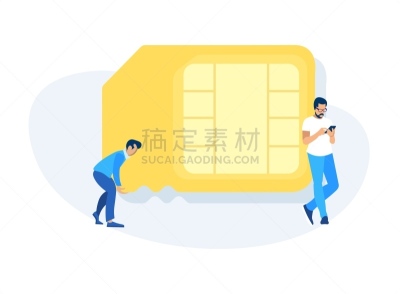 男人,SIM卡,卡通,巨大的,平坦的