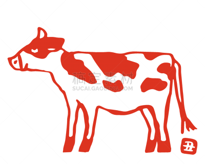 牛,绘画插图,时尚,新年,材料,2021,贺卡,圣伯纳犬,可爱的,一个物体
