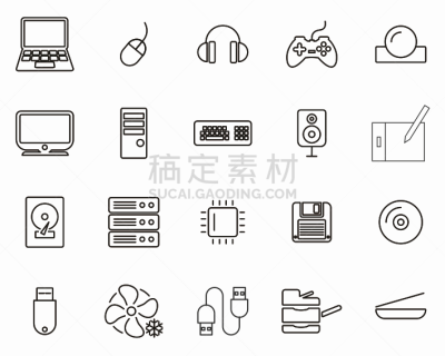 细的,计算机,计算机图标,计算机部件,线条,巨大的,软盘,光盘,专业人员,背景分离