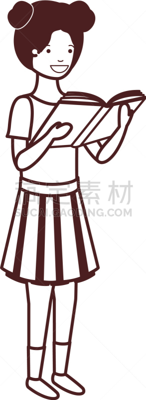 学生,女孩,书,青少年,儿童,人,女人,白昼,剪影,读书