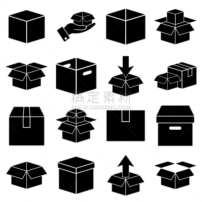 盒子,关闭的,开着的,计算机图标,白色背景,品牌名称,纸箱,分离着色,背景分离,技术