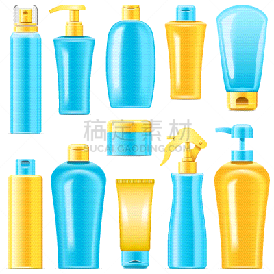 化妆用品,香波,防晒霜,塑胶,图像,液体,瓶子,头发,矢量,美容