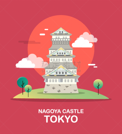 旅游目的地,名古屋城,亚洲,红色,名声,粉色,东京,名古屋,云