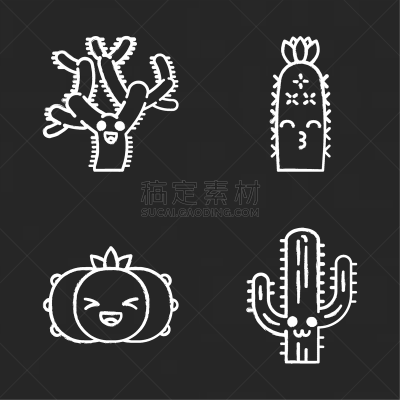 cactuses chalk icons set