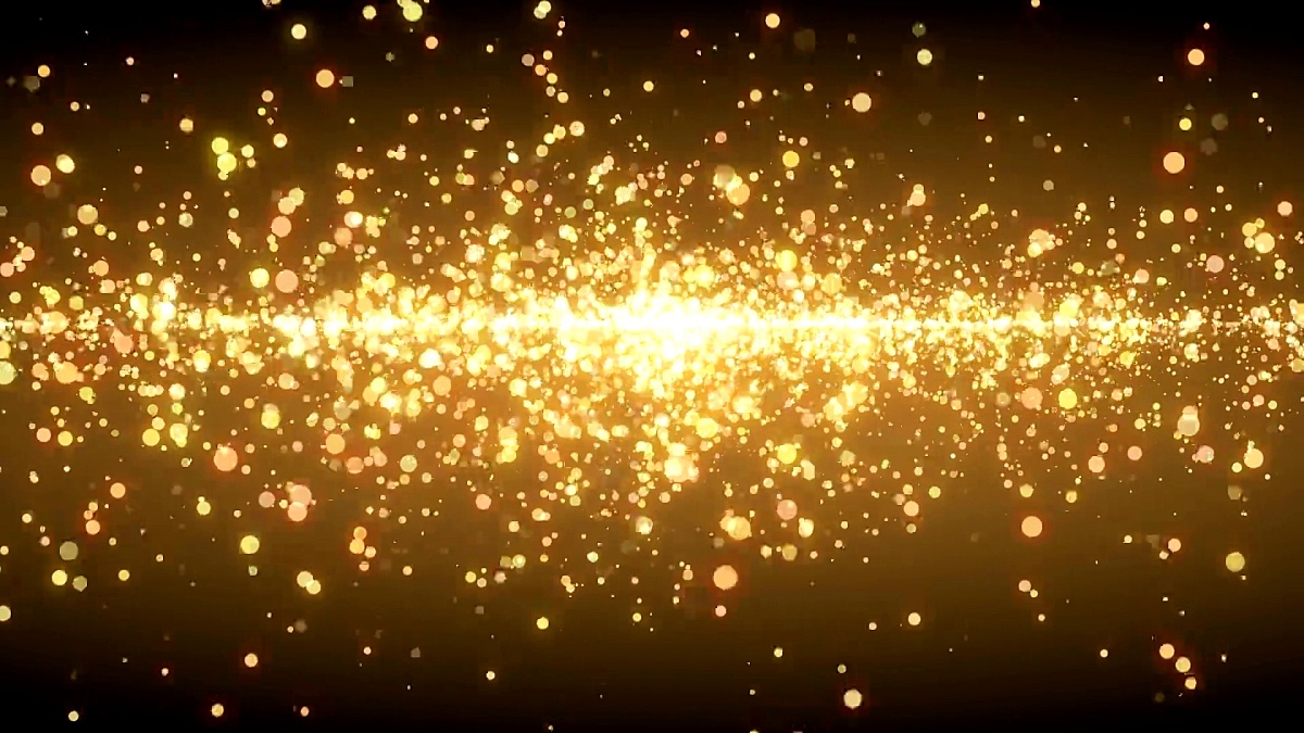 许多闪烁的漩涡粒子在太空中飞行，节日和节日的3D渲染背景，计算机生成