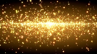 许多闪烁的漩涡粒子在太空中飞行，节日和节日的3D渲染背景，计算机生成