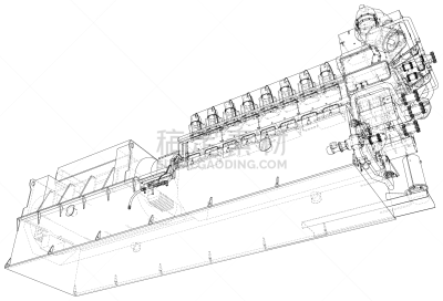 standdiesel generator wire-frame line isolated