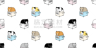 乱画,矢量,电饭锅,卡通,绘画插图,四方连续纹样,背景,猫,小猫,设计