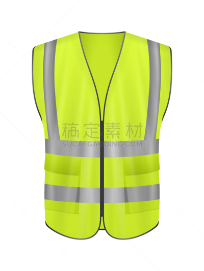 反光服,正面视角,安全,背景分离,交通,绘画插图,工业机械,荧光灯,茄克,衣服