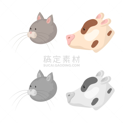 农业,图标,可爱的,纯种犬,食品,猪,动物,自制的,设计