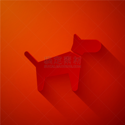 狗,纸,分离着色,计算机图标,红色背景,横截面,可爱的,折纸工艺,纯种犬,梗犬