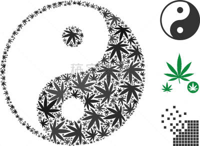 阴阳符,抽象拼贴画,哲学家,平衡,全球通讯,塔法里教教徒,瘾君子,草