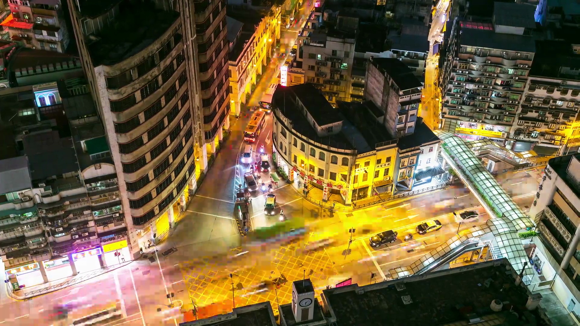 延时 澳门天际线城市夜景大街