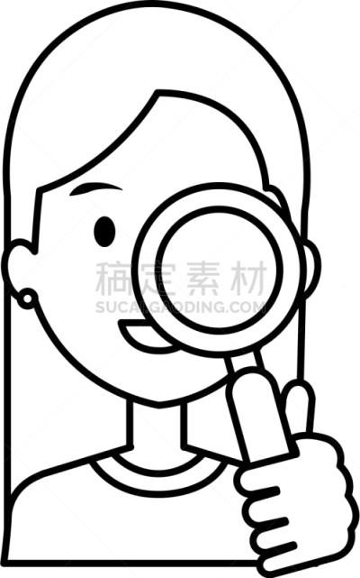 女人,放大镜,焦点,侦探,设备用品,透镜,科学,搜寻,联系,研究