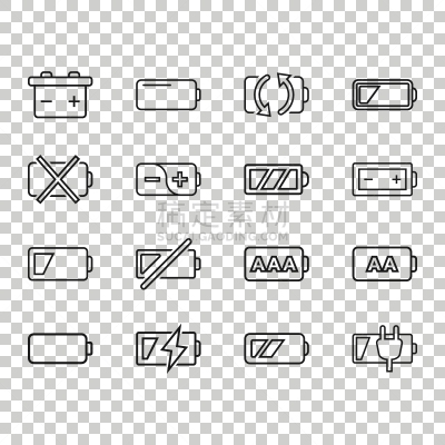 图标集,绘画插图,扁平化设计,矢量,锂,电池,能源,分离着色,平坦的,商务