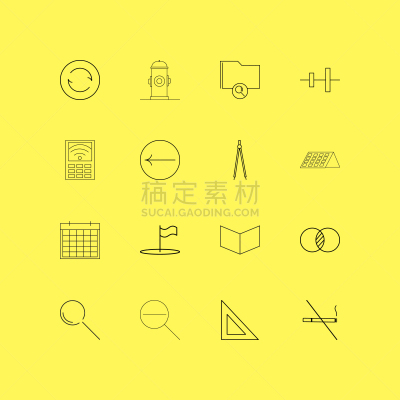 轮廓,直的,图标集,计算机图标,禁止吸烟记号,拉镜头,三角板,矢量,搜寻