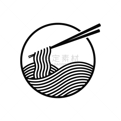 black white circle noodle logo