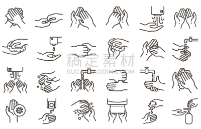 手,矢量,符号,绘画插图,浴室,线图标,不卫生的,肥皂,湿,健康保健