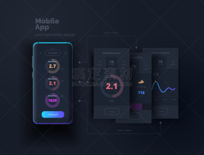 矢量,绘画插图,移动应用程序,用户体验,创造力,计划书,技术,模板,图表,三维图形