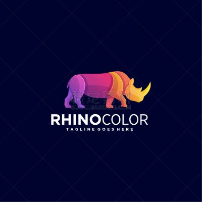 logo rhino pose gradient colorful style