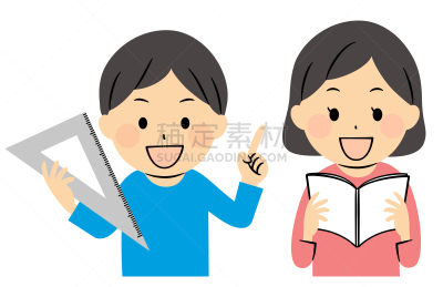 绘画插图,知识,可爱的,小学,三角板,儿童,尺,学校用品,欢乐,半身像