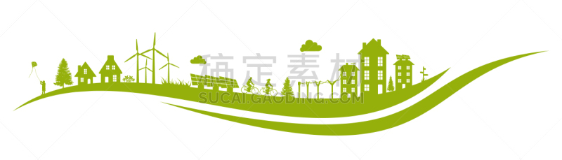 城镇,地形,城市生活,可再生能源,城镇景观,概念象征,电源,环境,环境保护