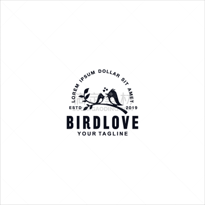 bird in love logo design template