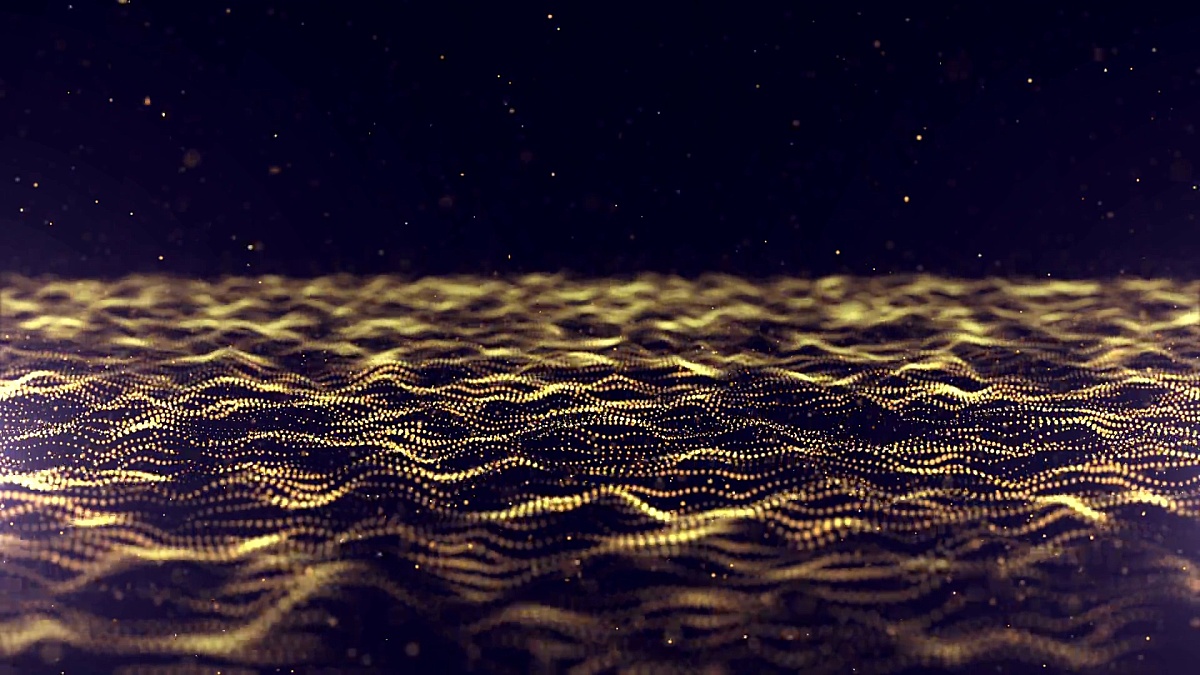 Gold Glitter Particles Background. Events Background Loop