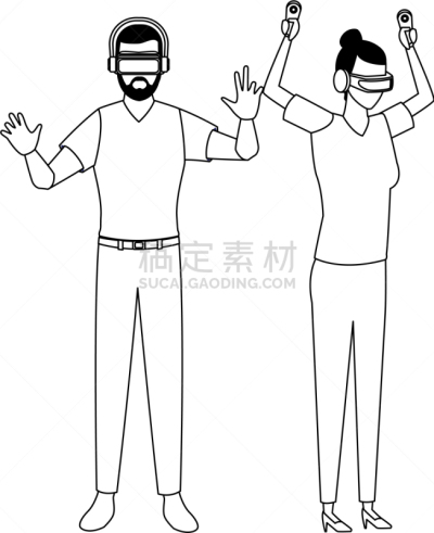 人,进行中,虚拟现实,技术员,男人,女人,网络空间,技能,未来