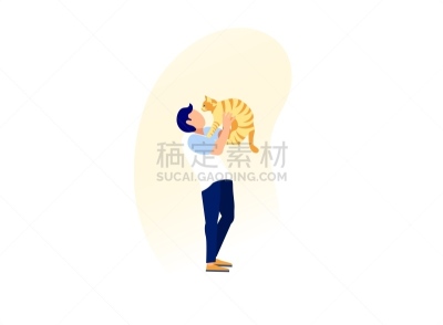 拿着,猫,手,青年男人,可爱的,戏剧表演,一个物体,背景分离,好奇心,动物